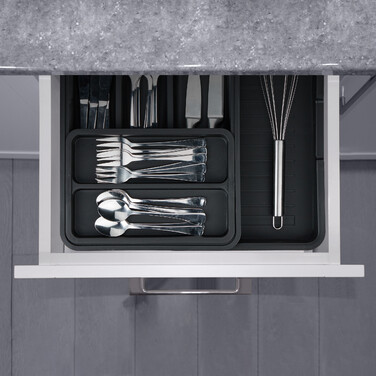 Relaxdays Extendable Cutlery Box in Black