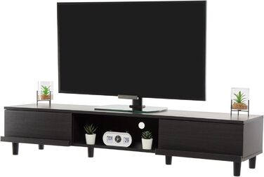Iris Ohyama TV Furniture, TV Cabinet, TV Stand, TV Mount for screens up to 43 inches, 4 shelves, Extendable, Contemporary, Bedroom, Living Room - TV Cabinet - SAB-100 - White Oak (Black Oak, TV size up to 65 inches, With drawers)