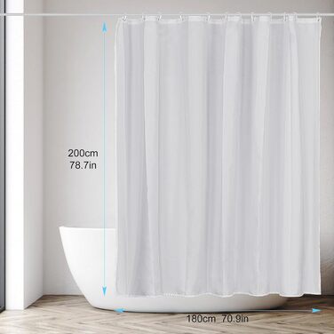 Шторка для душу DUFU, водонепроникна, миється | Швидковисихаюче поліестерне полотно з 12 гачками | Напівпрозора захисна шторка для ванни (180x200 см, Темно-сірий)