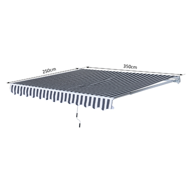 Markiza Outsunny з шарнірною консоллю та ручною кришкою 3,5x2,5м сіра та біла, сонцезахист з алюмінію та поліестеру для тераси та балкону