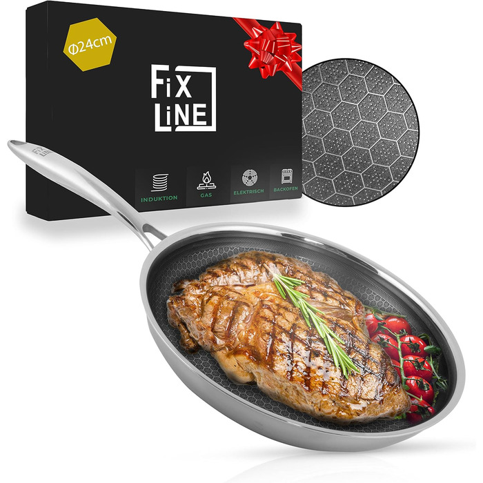 Набір сковорідок FIXLINE® Premium: діаметр 28 та 24 см - для всіх типів плит (включаючи індукцію) - антипригарне покриття, стійке до подряпин - для духовки до 230℃ - елегантний гофро-дизайн - популярний набір (одна, 24 см)