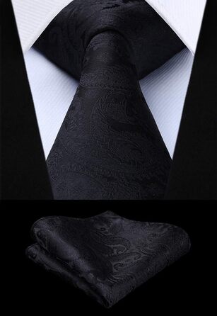 Костюм-тріо Enlision для чоловіків: жилет, краватка та нагрудна хустинка з квітковим патерном пейслі, чорний, розмір L