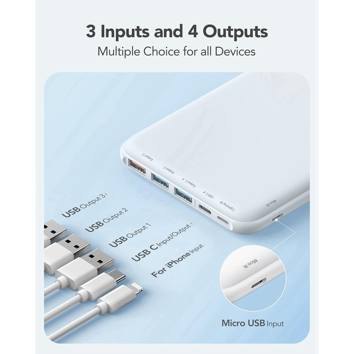 Power Bank Charmast 26800mAh з 4 виходами та 3 входами, USB-C, для iPhone, iPad, Samsung, чорний