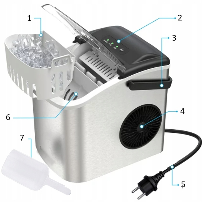 Льодогенератор Zilan ICE MAKER 15 кг, сріблястий/сірий, 95 Вт