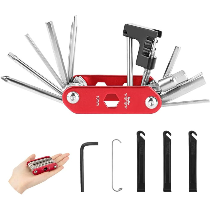 Набір інструментів для велосипеда WOTOW 16 в 1: багатофункціональний, складаний, для професійного ремонту та їзди на велосипеді