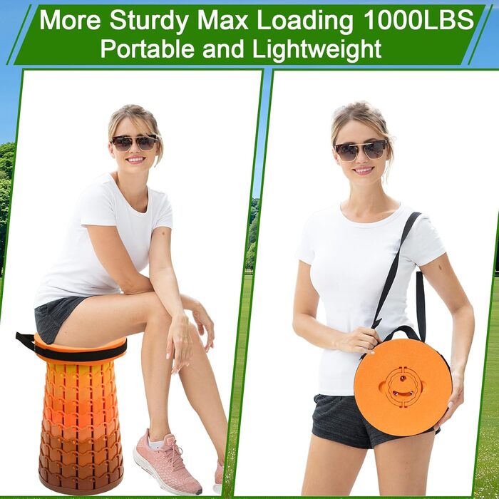 Складаний стілець XXL з подушкою, портативний для дорослих, міцний (1000 фунтів), для кемпінгу, подорожей та відпочинку на природі