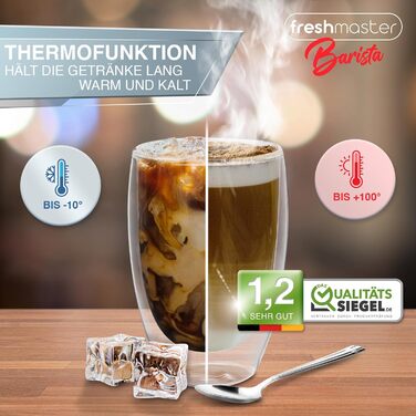 Latte Macchiato Glasses - Barista Premium Quality for the Best Enjoyment - 400 ml Thermo Glass Cups Set, Double-Walled | Double-Walled Coffee Glasses (6x400ml)