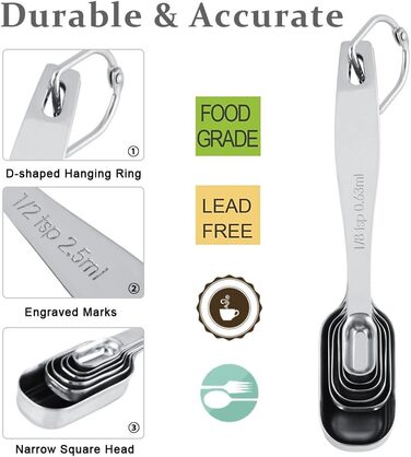 13-Piece Measuring Cup and Spoon Set, High-Quality 304 Stainless Steel, Kitchen Measuring Set for Baking and Cooking