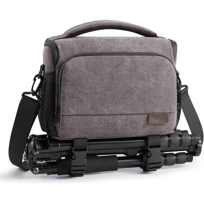 Сумка для камери S-ZONE: водонепроникна фотосумка для DSLR/SLR з кріпленням для штатива та аксесуарами (сіра)