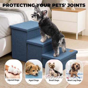 Сходинки для собак та котів, 38,1 см, 2 сходинки, широкі, для маленьких, середніх та великих собак та котів, складані, стабільні, блакитні