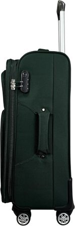 Чемодан-валіза на колесах, тканинний, розширюваний, з подвійними колесами (M/L/XL/XXL або набір 4 шт.), м'яке багаж (фіолетовий, ручна поклажа (55 см)), (ручна поклажа (55 см), смарагдовий)
