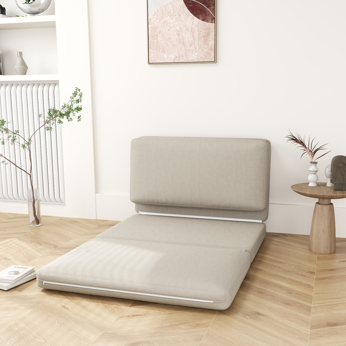 HOMCOM 3-in-1 Foldable Floor Sofa, Convertible Sofa Bed with Velvet Appearance, Padded to 240 kg Load Capacity for Bedroom, Living Room, Beige | Aosom