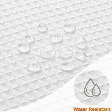 Драпіруваний душовий завіс, білий, вафельний візерунок, тканинний, міцний, готельна якість, 183x244 см