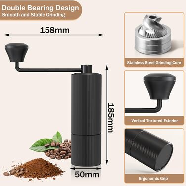 Ручна кавомолка з конічним жорном, 25 г, для Aeropress, French Press, Drip, Еспресо
