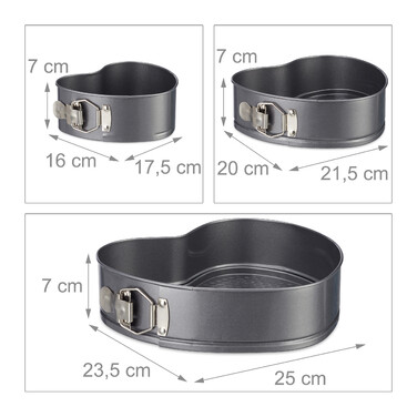 Relaxdays Heart Shaped Cake Pan Set of 3