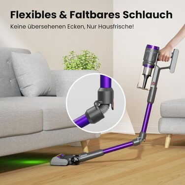 Бездротовий акумуляторний пилосос NOVAX T80 Flex: 600W, 58000Pa, 75 хвилин роботи, для килимів, твердих поверхонь та шерсті тварин, з міні-насадкою FurTornado™ та щіткою для видалення кліщів