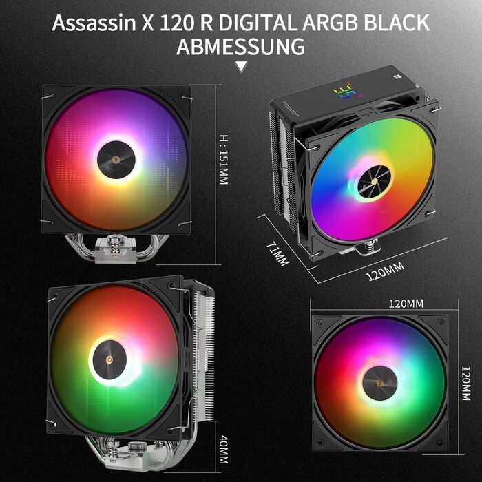 Thermalright Assassin X 120R ARGB CPU-кулер: тиха система охолодження з цифровим дисплеєм та підтримкою AM4/AM5, Intel LGA1851/1700/1150/1151/1200