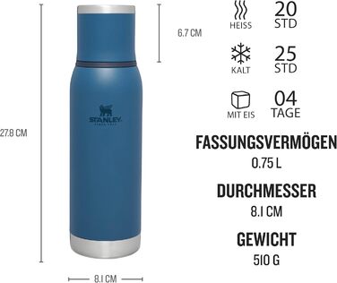 Stanley Adventure To-Go Thermos Flask - 25 Hours Hot - 27 Hours Cold - Leakproof - Thermos with Cup - Double-Walled Vacuum Insulation - BPA Free