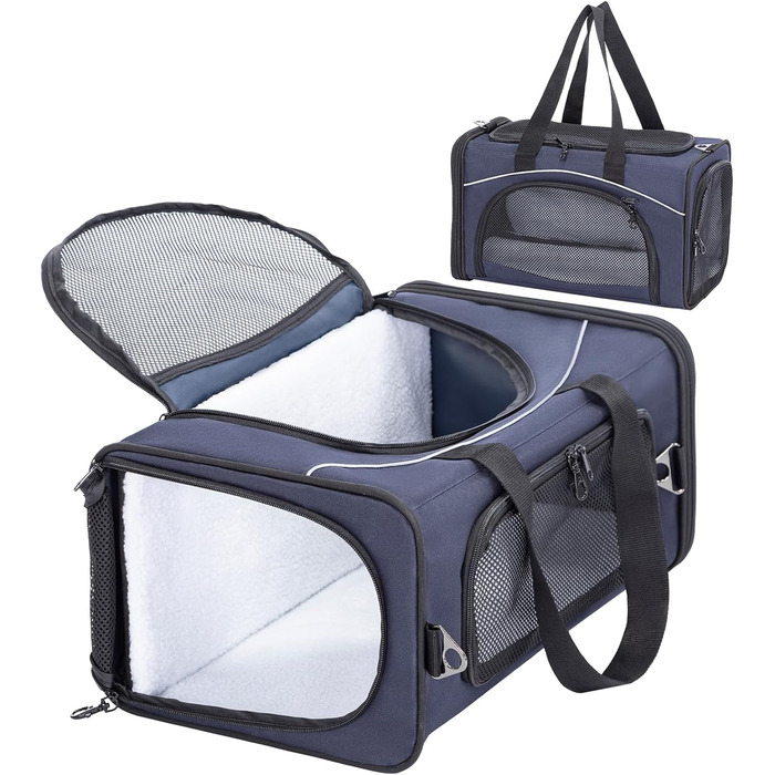 Транспортна сумка Petsfit для котів та собак | Авіапереліт, авто, поїзд | Синя, середній розмір