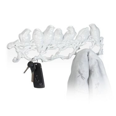 Relaxdays Bird-Themed White Coat Rack