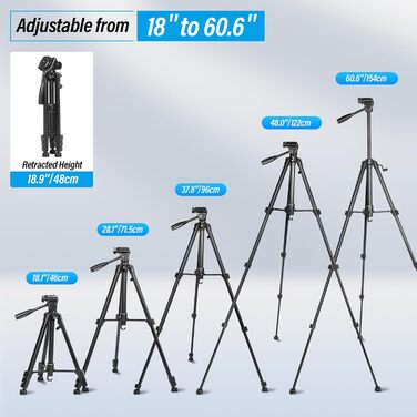 Штатив для камери SIRUI 154 см, алюмінієвий трипод з кріпленням для телефону, максимальне навантаження 5 кг