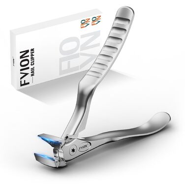 Кусачки для нігтів FVION для літніх людей та товстих нігтів, з подовженою ручкою, сріблясті