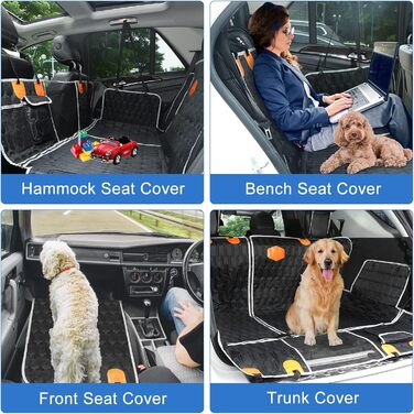 Автомобільна підстилка для собак OneAmg - захист заднього сидіння, з вікном, боковими бар'єрами, кріпленням для безпеки, чорна або сіра, 130 x 139 см