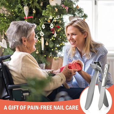 Кусачки для нігтів BEZOX ергономічні з похилим лезом для товстих нігтів (сріблясті) + пилочка для нігтів. Кусачки для нігтів для літніх людей, чоловіків та жінок.