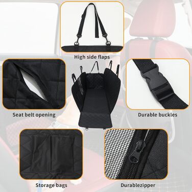 Захист для заднього сидіння автомобіля для собак, водовідштовхувальний, неслизький, з боковинами та віконцем, 137 x 147 см