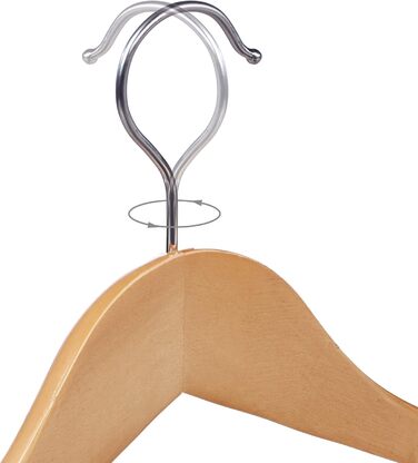 Relaxdays, natural wood suit hangers, 5-piece set, wide shoulders, 360° rotatable hook, with trouser bar, wooden clothes hangers, wood, 5