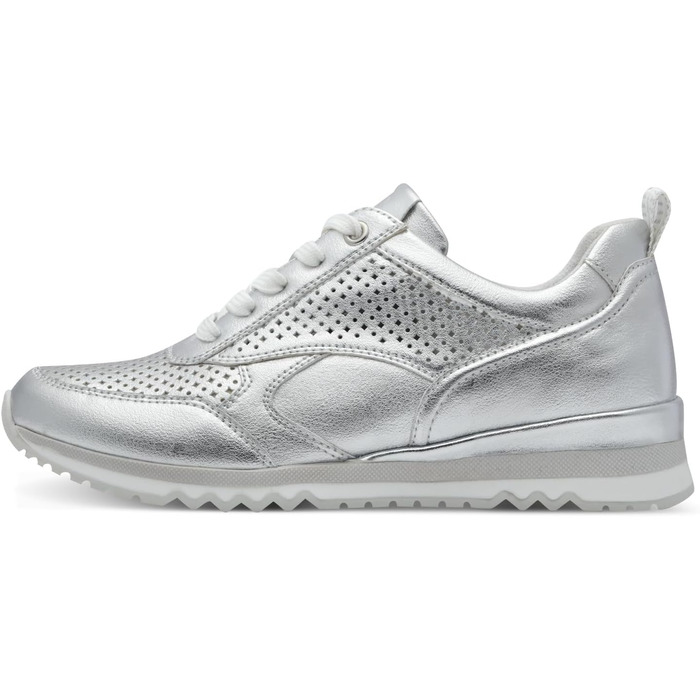 Жіночі кросівки Marco Tozzi, срібні, на шнурівці, веганські, 39 EU
