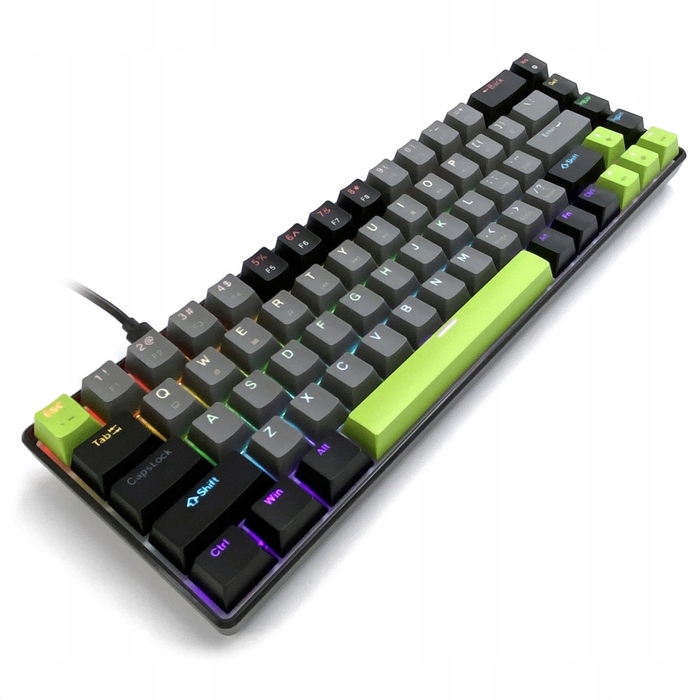 Ігрова механічна RGB-клавіатура 60% з тихими червоними перемикачами (Silent Red), USB-C