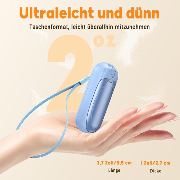 Електричні грілки для рук 2 шт. 7000mAh з 3 рівнями нагріву, портативні магнітні грілки для рук, подарунок на зиму для жінок та чоловіків (2 шт. блакитні)