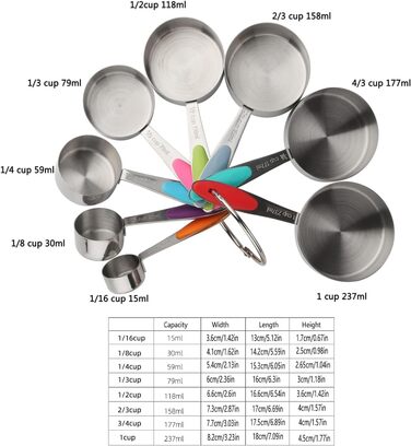 13-Piece Measuring Cup and Spoon Set, Multifunctional Stainless Steel Measuring Spoon with Silicone Handle