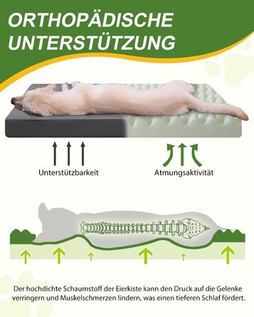 Ортопедичний лежак для собак великих порід 119x73 см, знімний чохол з екошкіри, м'який лежак-матрац для собак, сірий (L119xB73xH9 см)