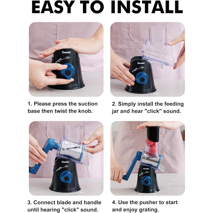 Терезка для овочів та сиру з 3 наборами лез, тертка-терка для швидкої та легкої нарізки, ідеальна для сиру, огірків, моркви, горіхів, білий колір (чорний, 3 леза)