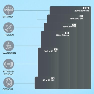 Набір з 3 рушників Zenacross з мікрофібри з сумкою для перенесення - швидковисихаючі фітнес-рушники для спорту - розміри XS, S, M - кольори: Petrolgrün (темно-сірий)