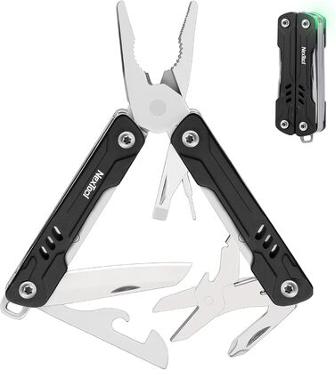 9-in-1 Mini-Multitool with Needle-Nose Pliers, Scissors, SIM Extractor, and Screwdriver - For Travel, EDC, TSA Approved, Blade-Free (Mini Sailor Lite) (Sailor S11-black)
