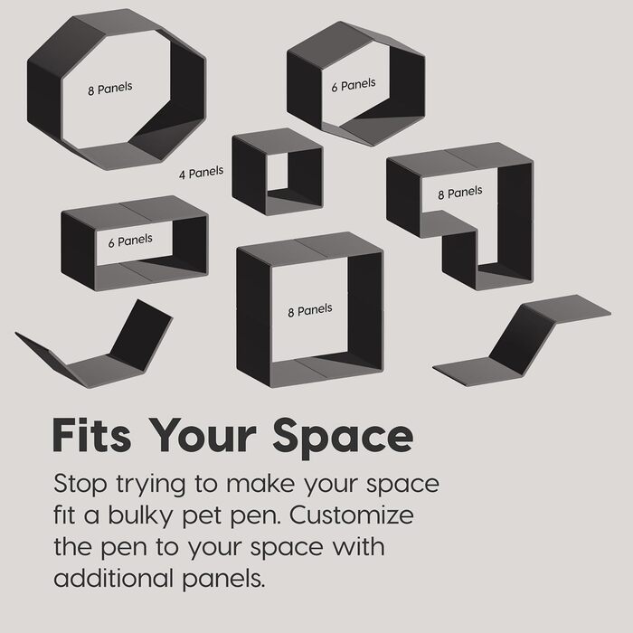 Лейс для собак Iris USA з дверцятами, 61 см, для цуценят та маленьких собак, безпечний, простий монтаж, зручне зберігання, регульований, гумові неслизькі ніжки (Темно-сірий, 61 см висота – 4 панелі)