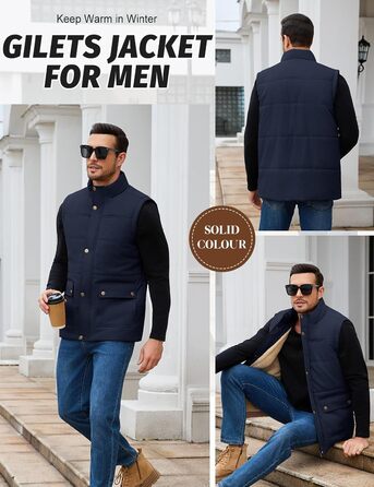 Чоловіча степкова жилетка Lonya Weste: водонепроникна, легка, з флісовою підкладкою та кишенями (М, темно-синій)