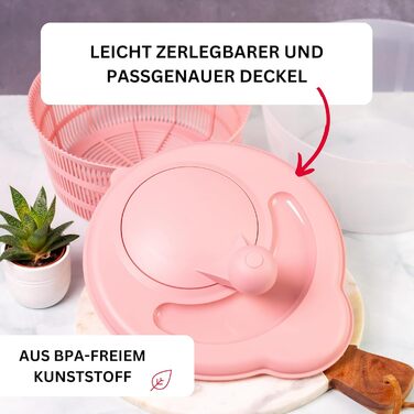 Westmark Fortuna: Салатниця-віджимник, 5 л, пластик, BPA-free, рожева