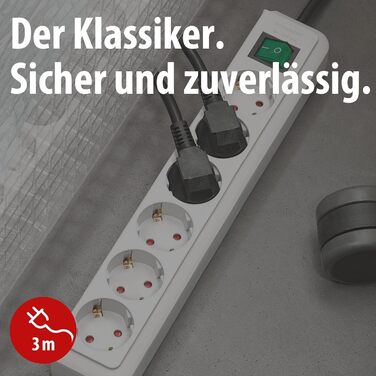 Бренненштуль Eco-Line, мережевий фільтр 8 розеток з вимикачем та 3м кабелем, білий