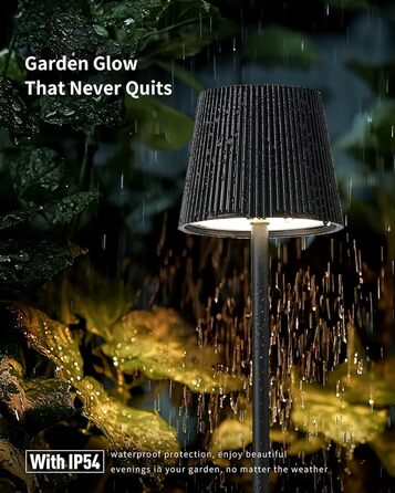 Світлодіодна настільна лампа бездротова LED для вулиці та дому, димована, з акумулятором 5200mAh, водонепроникна IP54, чорна