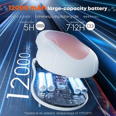 Електричні грілки для рук 2 шт. 12000 mAh з магнітним двостороннім нагріванням та цифровим індикатором температури та заряду батареї для відпочинку на природі/кемпінгу (Білий-Рожевий)