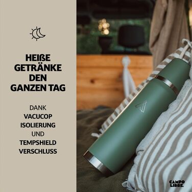 Jaco® Thermos Flask 1L, 750ml, 500ml | Thermos with Cup | Our thermos flask keeps drinks hot for at least 24 hours | The insulated flask with double-walled insulation is 100% leak-proof & made from recycled stainless steel.