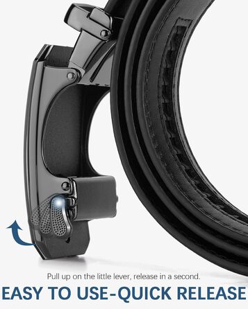 Чоловічий шкіряний ремінь BOSTANTEN з автоматичною застібкою-разом, 35 мм, регульована довжина 115 см (32'-38'), чорний