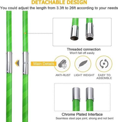 Telescopic pole pruner 8m handsaw, adjustable length, palm high-reach pole with carrying bag, garden tool for cutting palms and shrubs.