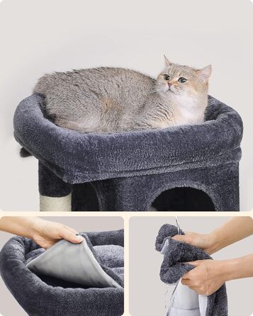 Feandrea Cat Tree Small, 67 cm Cat Tree, Cat House for Kittens up to 3 kg, Large Platform, Sisal Posts, PCT611W01 (Smoke Grey)