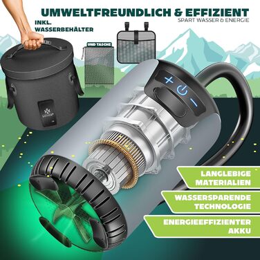 Соняшна душова кабіна KESSER® з насосом та акумулятором 8000mAh | 20L комплект для кемпінгу з регульованим душем, шлангом 2м, пістолетом-розпилювачем та кріпленням