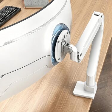 Кронштейн для монітора PUTORSEN Ultrawide до 49 дюймів (до 20 кг) — газліфт з регулюванням нахилу, повороту та обертання, VESA 75/100мм, білий